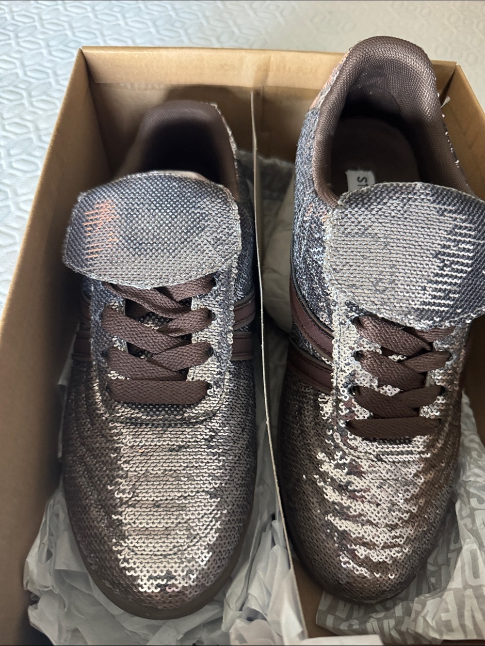 Steve Madden WoMen's Brown Sequin Athletic Sneakers